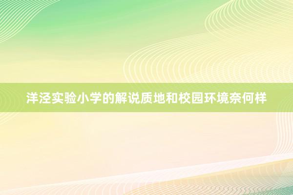 洋泾实验小学的解说质地和校园环境奈何样